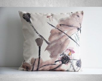 禅オリエンタル枕カバー - アジアのブラシペイントクッションカバー