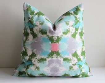 Green Abstract Art Throw Pillow Cover – Bedroom Cushion Cover, Maximalist Decor
