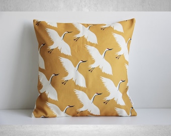 Fodera per cuscino con uccelli cigno - Elegante fodera per cuscino decorativo con uccelli