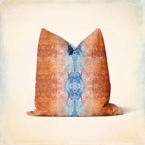 Burnt Orange Blue Abstract Throw Pillow Cover - Abstract Decor Cushion Cover, Home Art Decor 18x18 20x20 45x45cm Orange Abstract Pillow Case