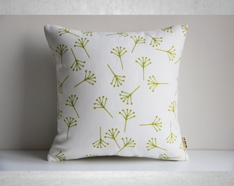 Flying Dandelion Throw Pillow Cover: Nature Decor, Original Botanical Design