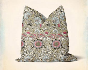 William Morris Floral Pillow Cover: Art Nouveau Cushion Cover, Botanical Decoration