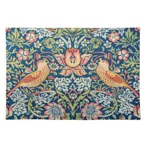 Strawberry Thief William Morris Table Placemats Sets 12x18/ 14x20 Cloth