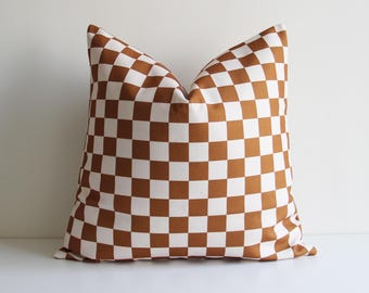 Earth Tone Checkered Pillow Cover