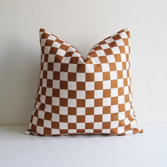 Earth Tone Checkered Pillow Cover