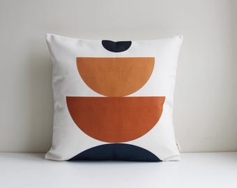 Balance Orange Geometric Throw Pillow Cover - Mid Century Modern Boho Decor