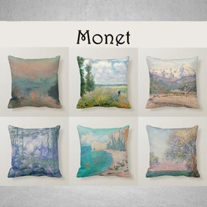 Claude Monet impressionist Painting Throw Pillow Cover - Monet Art Cushion Cover, Exhibition Art 18x18 45x45cm 20x20 Decor Pillow Case gifts