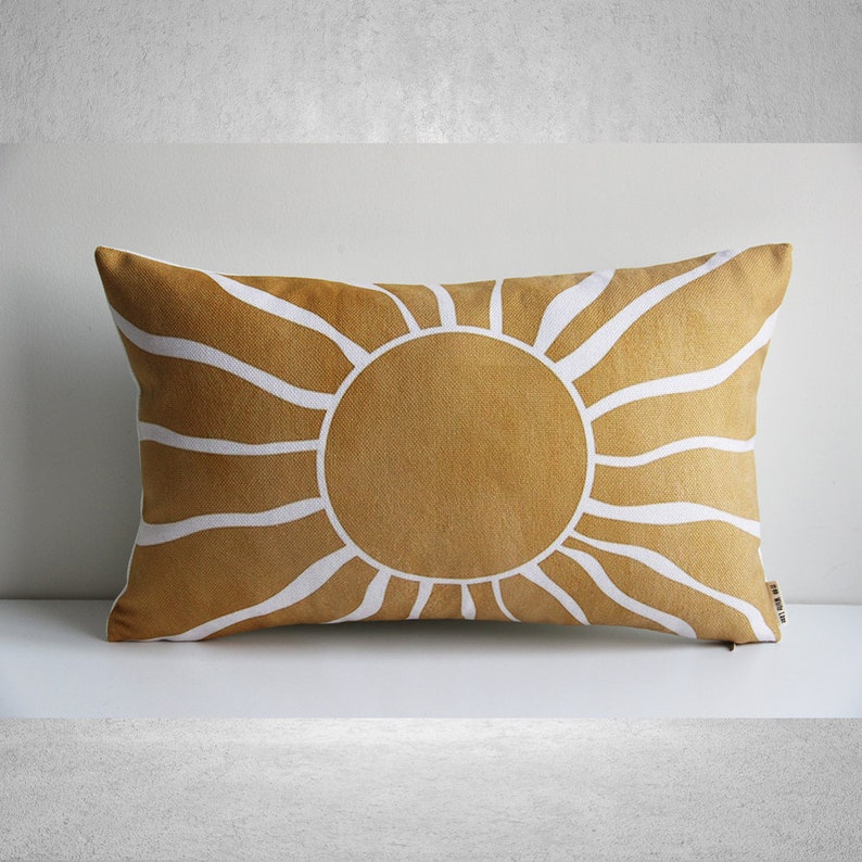 Golden Sunshine Throw Lumbar Pillow Cover Rectangle Etsy