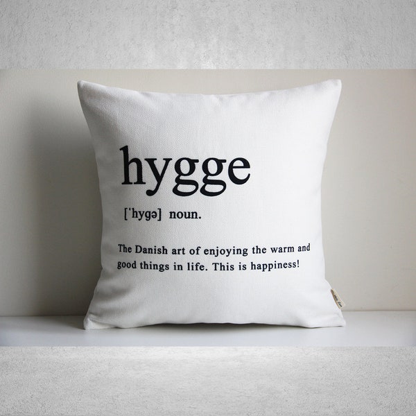 HYGGE Definition Decorative Throw pillow cover, Quote decor pillow cover, 18"x18" 45x45cm 20x20 inch 16x16" Decor cushion cover