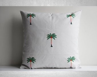 Palm Trees Throw pillow cover, Tropical pillow cover Linen Cotton, 18x18 20x20 16x16 45x45cm Decor cushion cover, custom size