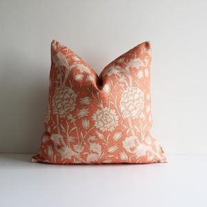 Wild Dahlia William Morris Throw Pillow cover- Flower Pillow Case 18x18 20x20 45x45cm Cushion Cover, Orange Floral Morris Art Home Decor