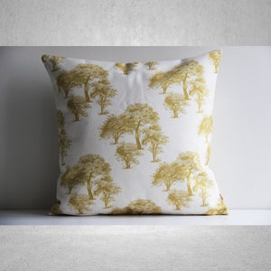 Citrine Farmhouse Toile de Jouy Decor pillow cover - Trees  Nature Forest Pillow cover , 18x18 /45x45cm 20x20 / 50x50cm Decor cushion cover