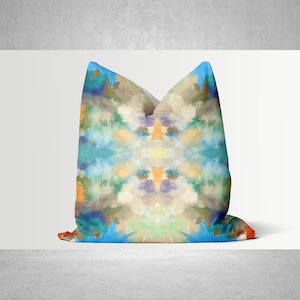 Blue Orange Abstract Throw Pillow Cover - Mirror Abstract Decor Cushion Cover, Modern Art Decor 18x18 20x20 45x45cm Bright Pillow Case