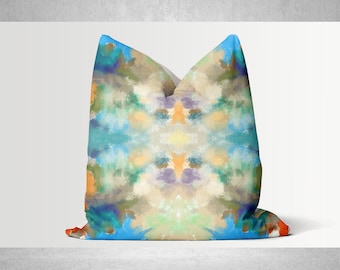 Abstract Blue Orange Throw Pillow Cover – Modern Art Decor