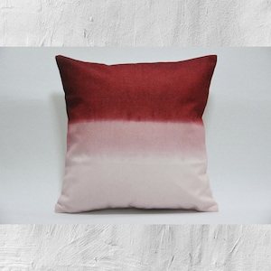 Marsala Red Throw Pillow Cover - Abstract Dip dye Decorative Pillow Cover, Ombre Decor Cushion Cover