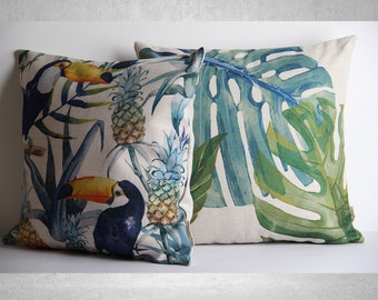 tropical print throw pillows
