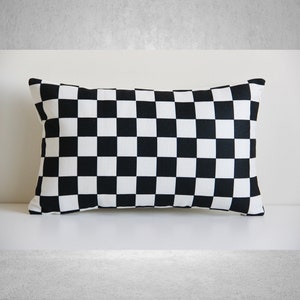 Checkerboard Lumbar Pillow Cover - Rectangle Decor Cushion Cover, Orange Triangle Pattern Pillow Case, 20x12 Linen Cotton Gifts