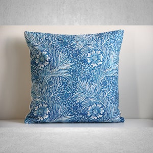 Blue Marigold - William Morris Pattern Decorative Throw Pillow cover - Art Nouveau Pillow Cover, Decor Pillow case 18x18 20x20 cushion cover