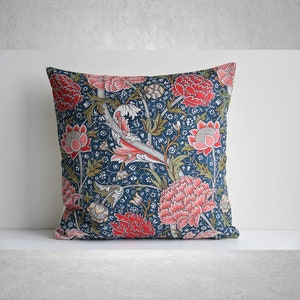 Dahlia William Morris Throw Pillow Cover - Wild floral Decorative Cushion Cover, Morris florals Pillow Case 18x18 45x45cm 20x20 16x16