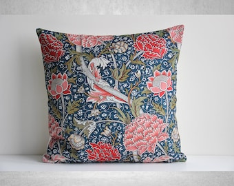 Dahlia William Morris Throw Pillow Cover - Wild floral Decorative Cushion Cover, Morris florals Pillow Case 18x18 45x45cm 20x20 16x16