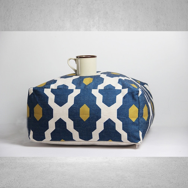 Housse de pouf poire décorative non rembourrée géométrique bleu marine - Housse de pouf lavable pour salon, siège d'appoint, housse de repose-pieds ottoman