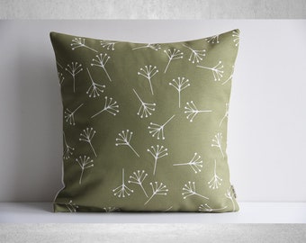 Scandinavian Flying Dandelion Art Throw Pillow Cover - Farmhouse Floral Cotton Linen Pillow cases, 18x18 20x20 cushion covers, Pillow Gifts