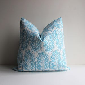 Blue Palm Leaves Throw Pillow Cover - Decorative Cushion Cover for Tropical Home Decor, Tropical Pillow Case 18x18 inch 45x45cm 20x20 Gift