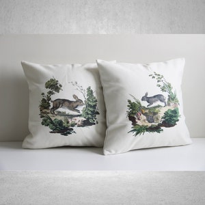 Fundas de almohada con diseño de conejo antiguo: regalo del día de Pascua, funda de cojín decorativa de conejito, almohada de conejito animal 18x18 45 x 45 cm 20x20 16x16