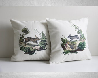 Ancient Rabbit Pattern Throw Pillow Covers - Easter Day gift, Bunny Decorative Cushion Cover, Animal Bunny Pillow 18x18 45x45cm 20x20 16x16