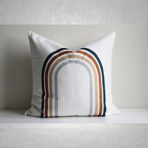 Boho Rainbow Arch Throw pillow cover - Geo Decor pillow case Linen with Cotton, 18x18 / 45x45cm Decor cushion cover 20x20 16x16
