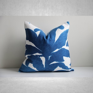 Navy Palm Tree Leaves Throw Pillow Cover - Palm Tree Decor Cushion Cover, Tropical Pillow Case 20x20 /18x18 inch /45x45cm/ 16x16&quot; /50x50cm