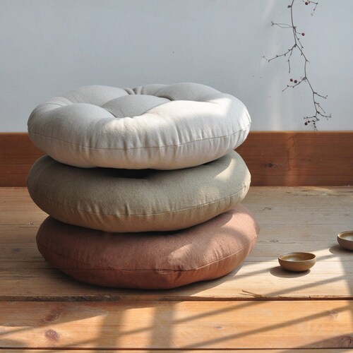 Round Linen Floor Cushion Etsy