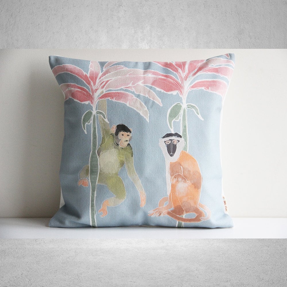 【新品未使用】フランス購入 クッションカバー 45×45 2枚 トロピカルリーフ クッションカバー 45×45 北欧 45角 nora. 日本製 fabrizm 背当てカバー