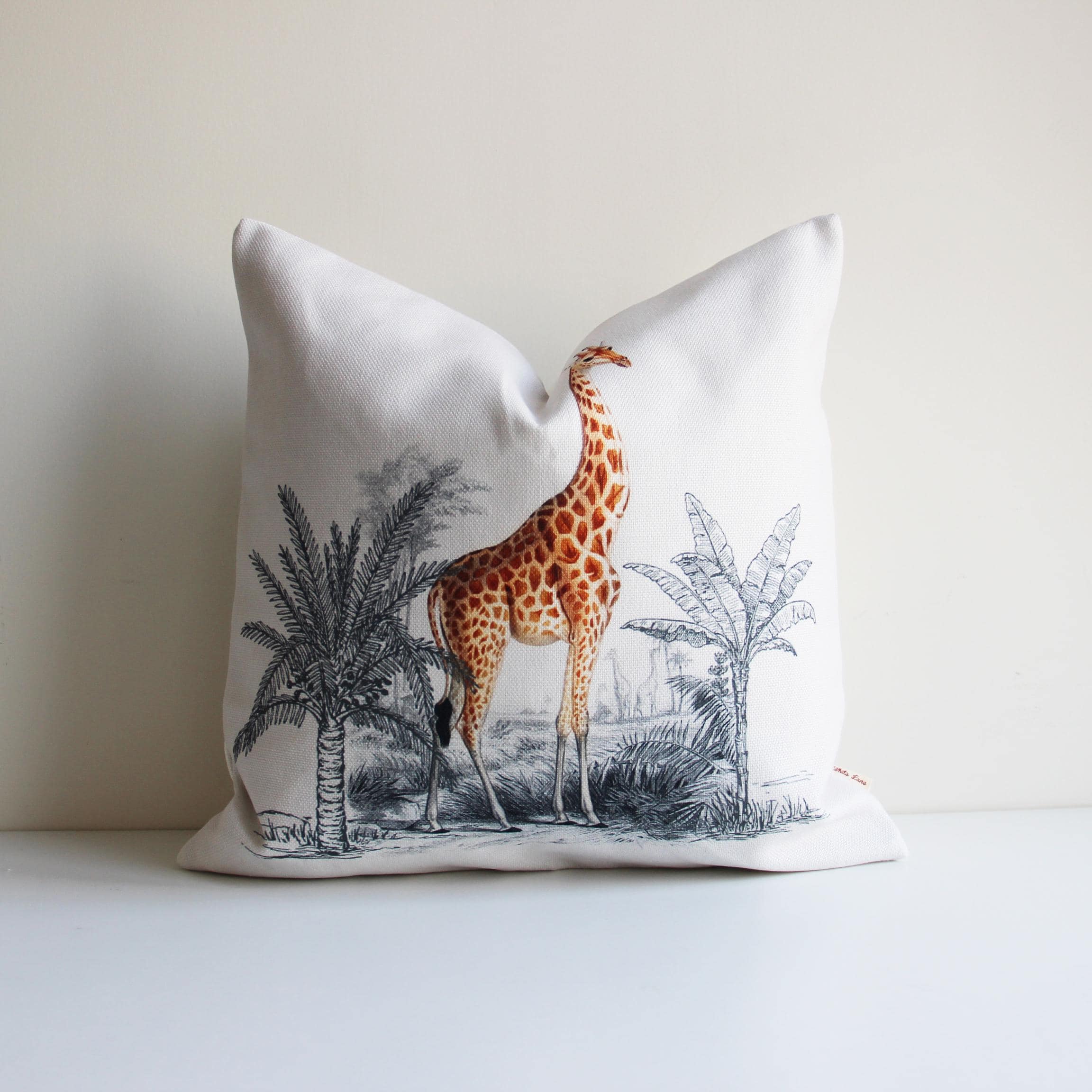 Coussin en gaze de coton bio écru imprimé animaux 25x40 LITTLE FOREST | Maisons du Monde