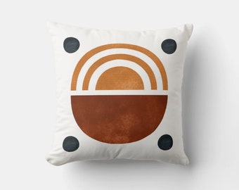 Orange Black Mid Century Geometric Throw Pillow Cover -  Modern Art Pillow Case 18x18 20x20 45x45cm 50x50 Decorative Cushion Cover gifts