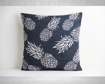 Black White Pineapple Throw Pillow Cover - Tropical Decorative Pillow Case 18x18 20x20 24x24, Pineapple Cushion Cover