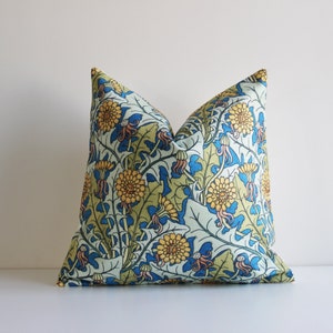 Dandelion Yellow Flowers Throw Pillow Cover - Art Nouveau Floral Cushion Cover, Old Fashion 18x18 20x20 Pillow Case