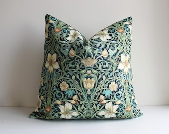 William Morris Art Nouveau Throw Pillow Cover - Green Floral Cushion Cover