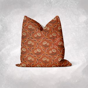 Orange-Red Floral Pillow Cover, Flower Botanical Cushion Cover 18x18 20x20 22x22 Flower Pillow Case Ancient Classic Home Decor
