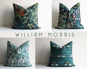 Classic William Morris Designer Throw Pillow Cover 18x18 20" Green William Morris Art Print Pillow For Living Room Art Nouveau Green Decor