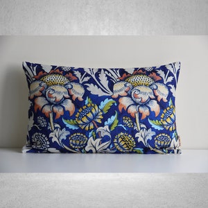 Blue Floral William Morris Lumbar Pillow Cover 24x16 12x20, Art Nouveau Classic William Morris Pillow Case Cushion Cover, Custom Sizes