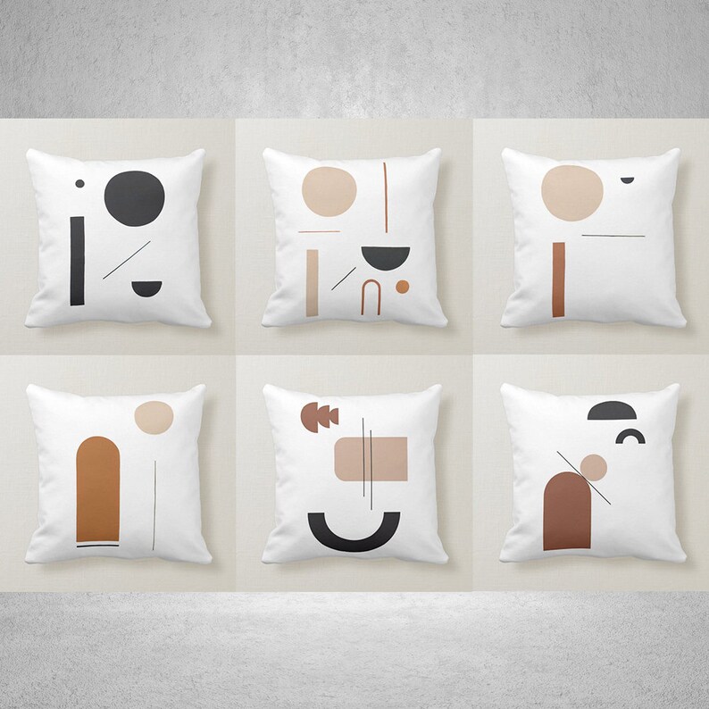 Pink&Black Minimalist Throw Pillow covers Mid century Etsy