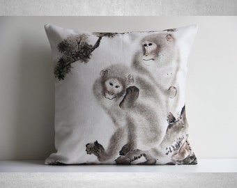 Ancient Art Two Monkeys Throw Pillow Covers - Troppical Decorative Cushion Cover, Animal Pillow Case 18x18 45x45cm 20x20 16x16