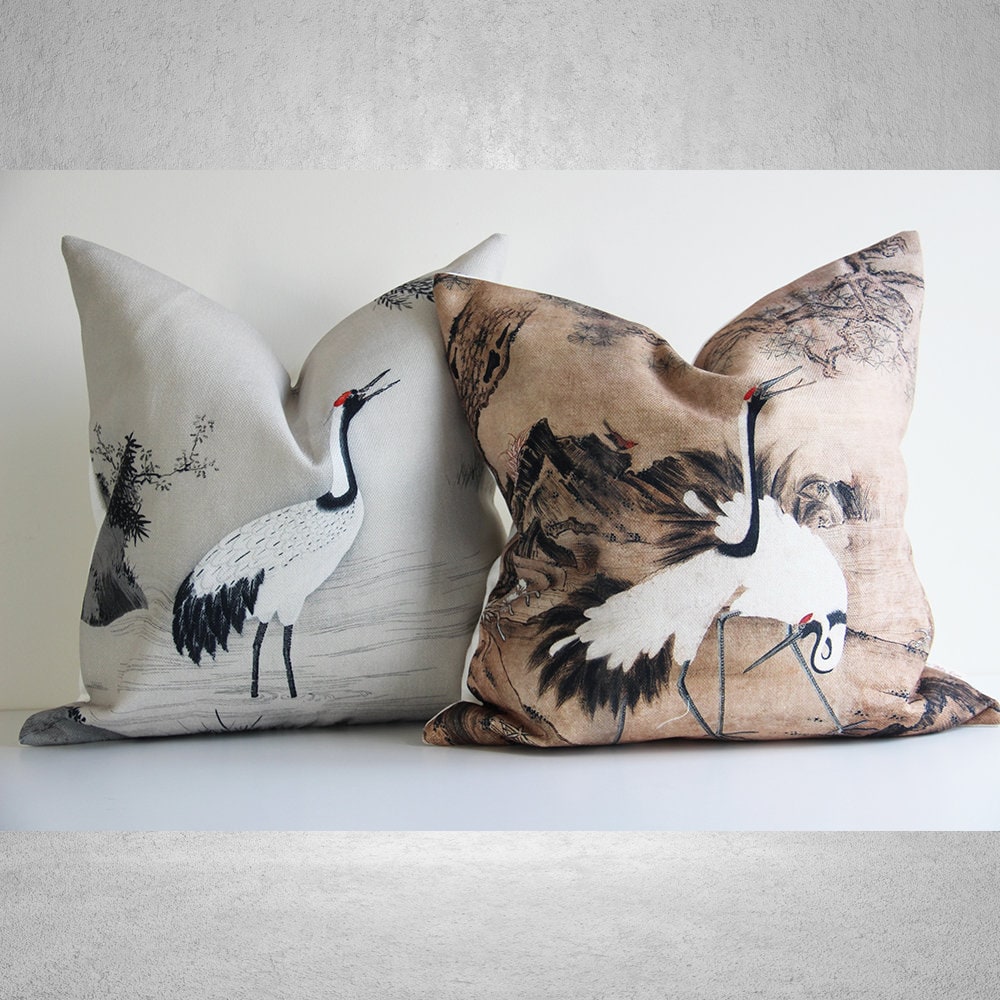 RABUSOFA 18x18 Outdoor Birds Pillow Decorative Throw Pillows,Small Throw Pillows for Couch,Hand-Painted Pillowcases Spring Summer Decorations Cushion Covers Cotton Linen for Sofa Teal Blue
