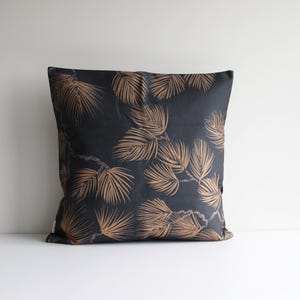 Federa per cuscino con ramo di pino dorato - Federa per cuscino con decorazioni vegetali, federa per cuscino con foglie tropicali 18x18 20x20 16x16