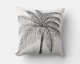 Palm Tree Pillow Cover 20x20 18x18 45x45cm - Tropical Decor, Botanical Cushion Cover