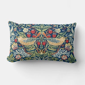 Strawberry Thief Lumbar Pillow Cover - Art Nouveau Classic William Morris Pillow case 12"x20" / 50x30cm cushion cover, custom sizes