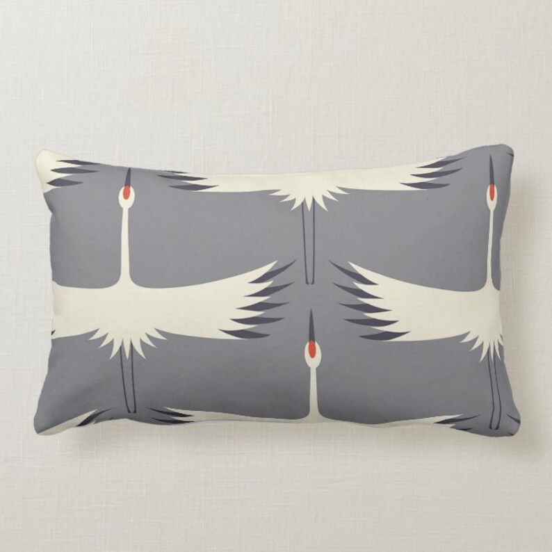 Gray Cranes Throw Pillow Cover Birds Decorative Cushion Etsy