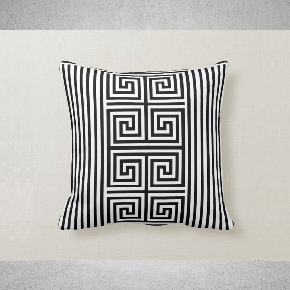 PAIR of 22 Greece Saffron Geometric Printed Pillow Covers