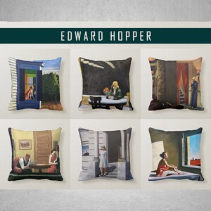 Edward Hopper American Vision Throw Pillow Cover - Hopper Art New Yorkers  Cushion Cover, Classic 18x18 45x45cm 20x20 Artist Pillow gifts